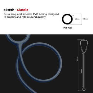 eSteth Classic Stethoscope- Amplified Sound for Monitoring, Stainless Steel