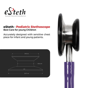 eSteth Pediatric Stethoscope - Ultra Sensitive Dual-Head Chest Piece For Monitoring Amplified Heart, Lung Sounds - Flexible Stethoscope Tubing - Extra Ear Tips & Non-Chill Ring - 32" Long